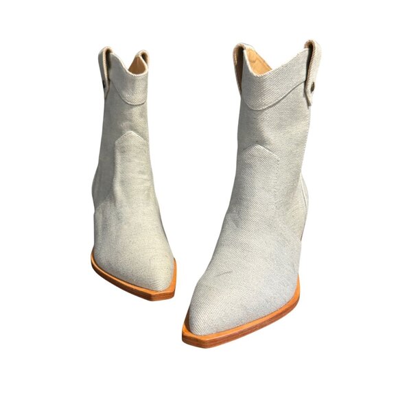 7 For All Mankind Womens Denim Blue Western Cowboy Ankle Boots, Size 36 NWOB - Picture 3 of 10